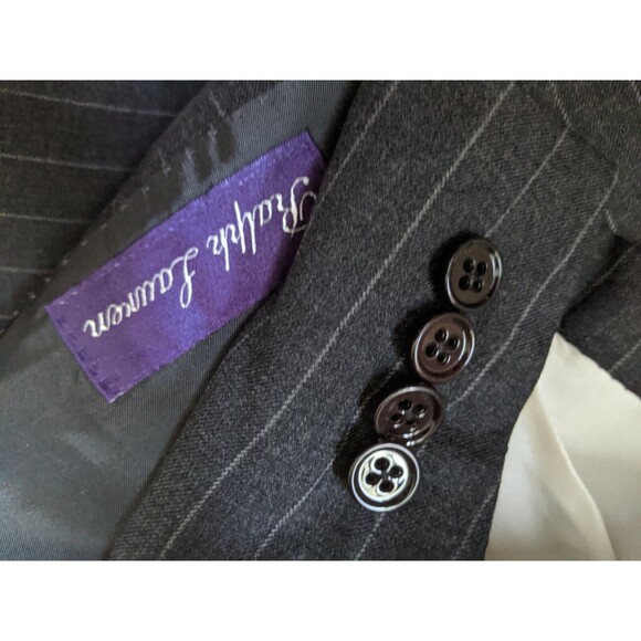 Ralph lauren Purple label gray Stripe canvassed surgeon Suit Jacket 46L Pant 40W - Picture 1 of 7